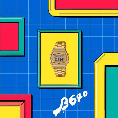 Casio Vintage Gold Dial Stainless Steel Band Digital Watch - For Men & Women D188 (B640WGG-9DF)