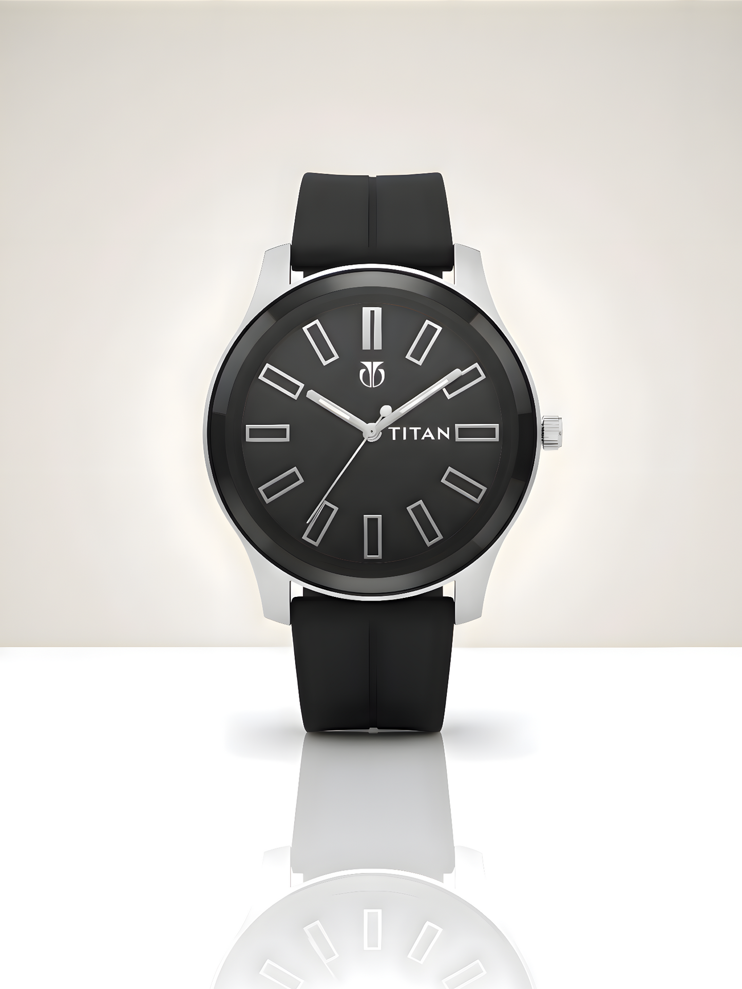 TITAN Men's Black Analog Watch, Silicone Band, Round Dial Wrist Watch for Men