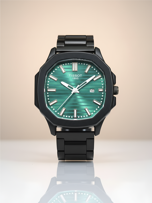 Tissot Matrix Iconic Date Display with Softest Silicone Strap Analog Watch for Men & Boys | Green Dail