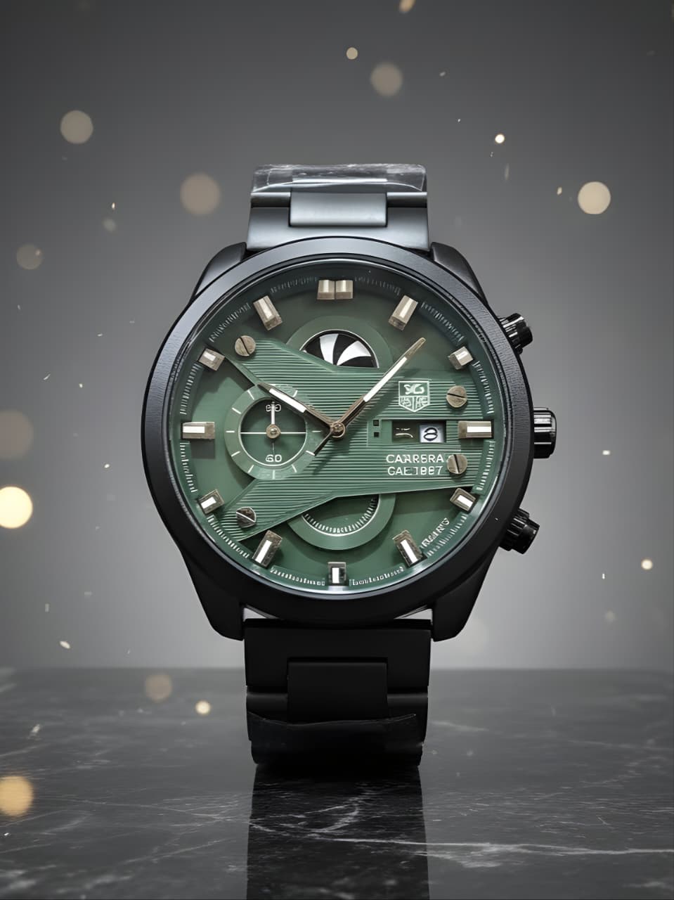 Tag Heuer Grand Carrera CR7 Watch Edition Black Quartz Watch for Men | Fusion Black | Green Dial