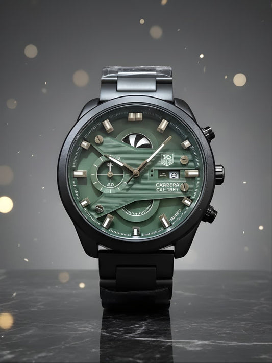 Tag Heuer Grand Carrera CR7 Watch Edition Black Quartz Watch for Men | Fusion Black | Green Dial