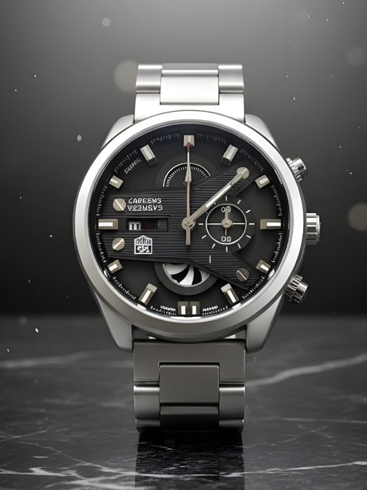 Tag Heuer Grand Carrera CR7 Watch Edition Black Quartz Watch for Men | Fusion Silver | Black Dial