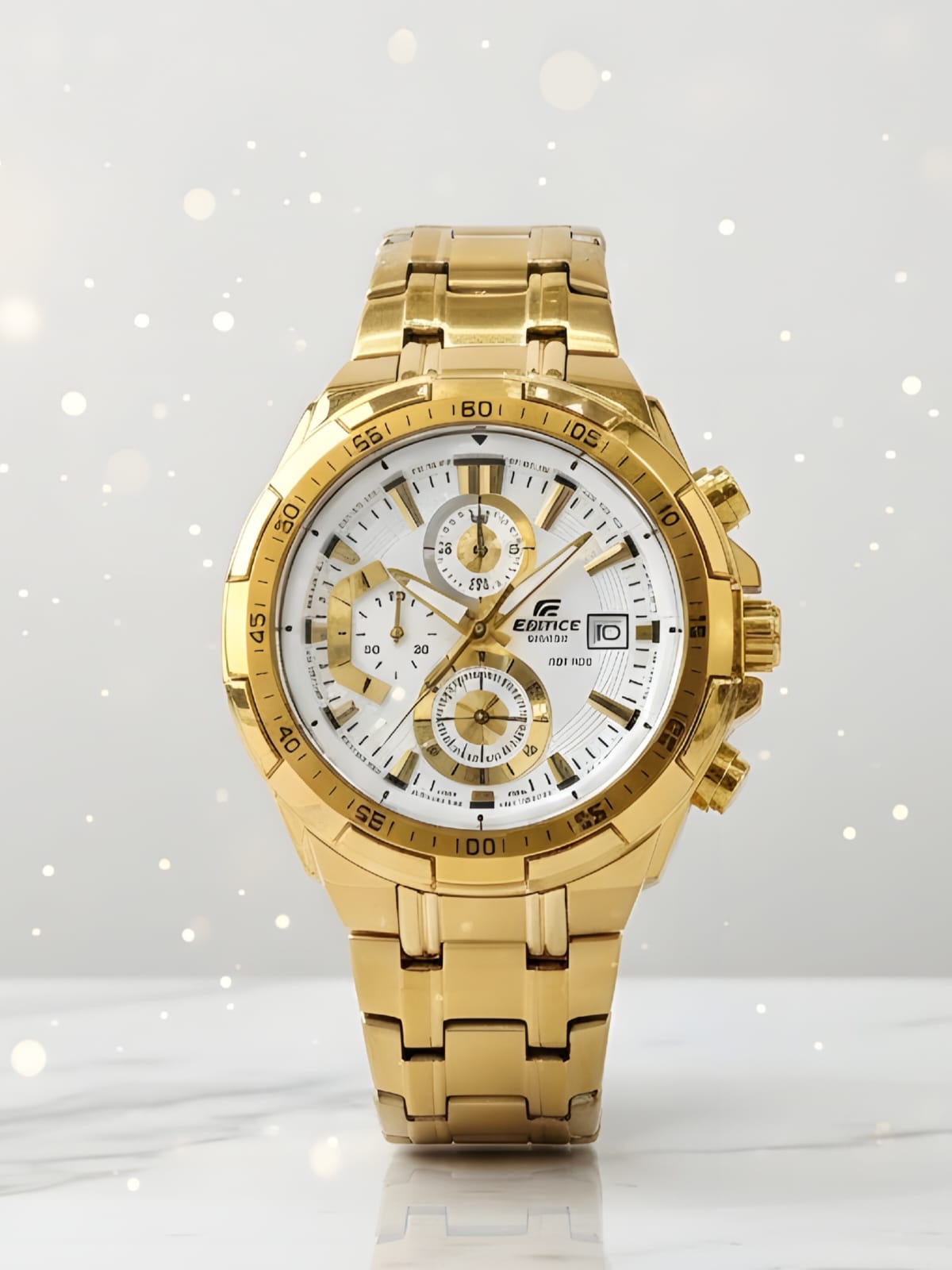 Edifice EFR-539D-1AVUDF White Dial Gold Stainless Steel Band Analog Watch - For Men EX191