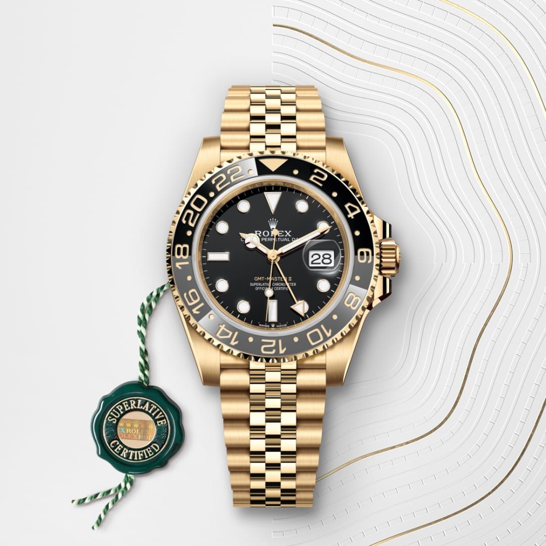 RolexGMT-Master II Oyster, 40 mm, yellow gold | Black Dial M126718GRNR-0001 Price on request