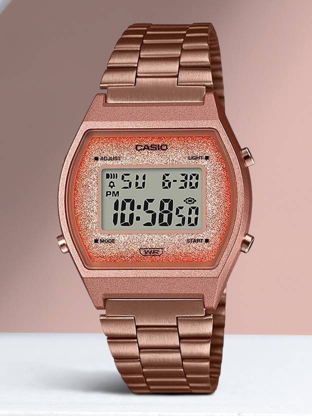 Casio Vintage Dial Rose Gold Stainless Steel Band Digital Watch - For Men & Women D187 (B640WCG-5DF)